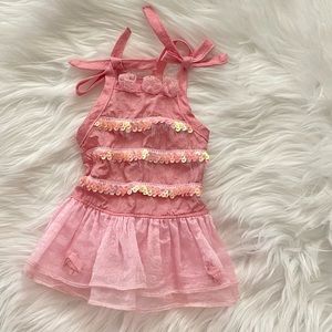 Pink sequin halter dress for small dog